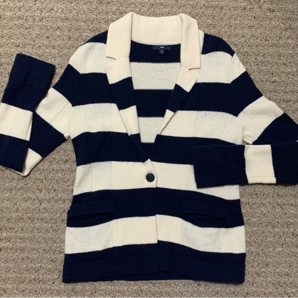 The Gap 100% Lambswool Striped Cardigan Sweater